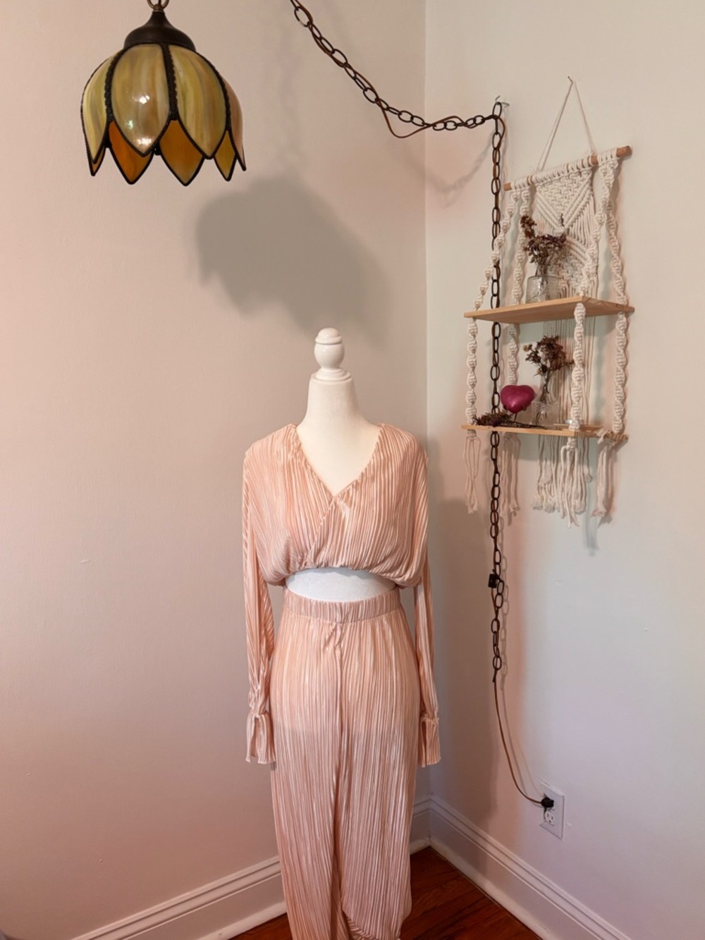 Amazon Champagne Pleated Two-Piece Women’s Set